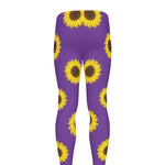 Purple Sunflower Pattern Print Men's leggings