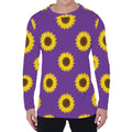 Purple Sunflower Pattern Print Men's Long Sleeve T-Shirt