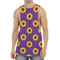Purple Sunflower Pattern Print Men's Muscle Tank Top