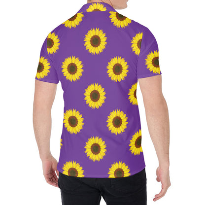Purple Sunflower Pattern Print Men's Shirt