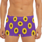 Purple Sunflower Pattern Print Men's Short Boxer Briefs