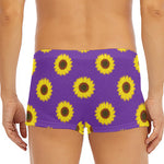 Purple Sunflower Pattern Print Men's Short Boxer Briefs