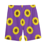 Purple Sunflower Pattern Print Men's Sports Shorts