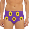 Purple Sunflower Pattern Print Men's Triangle Swim Briefs