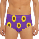 Purple Sunflower Pattern Print Men's Triangle Swim Briefs