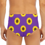 Purple Sunflower Pattern Print Men's Triangle Swim Briefs