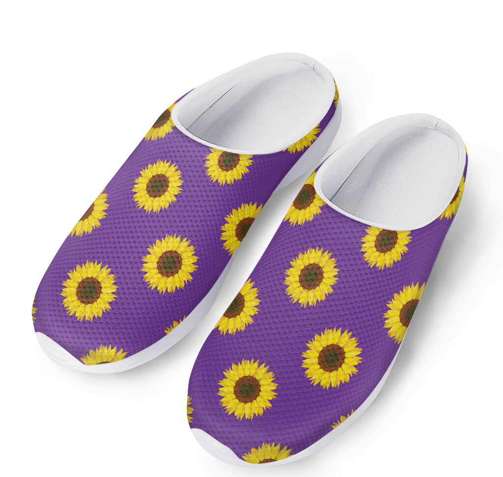 Purple Sunflower Pattern Print Mesh Casual Shoes