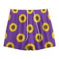 Purple Sunflower Pattern Print Mesh Shorts
