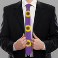 Purple Sunflower Pattern Print Necktie