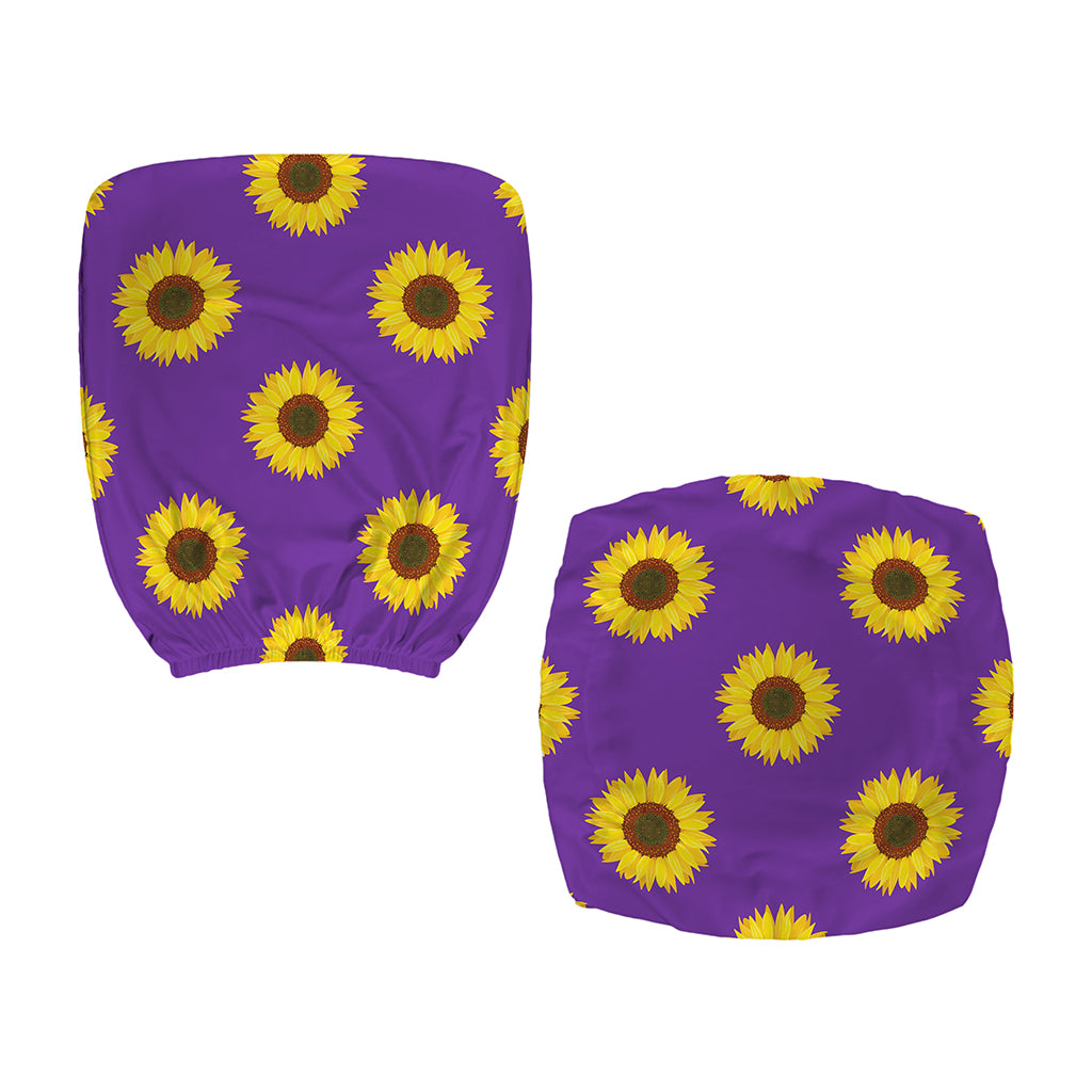 Purple Sunflower Pattern Print Office Chair Cover