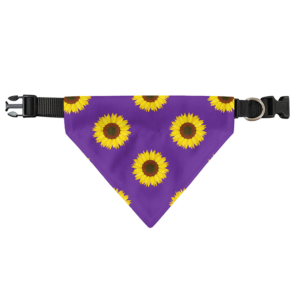 Purple Sunflower Pattern Print Over The Collar Dog Bandana