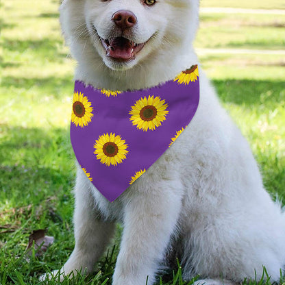 Purple Sunflower Pattern Print Over The Collar Dog Bandana