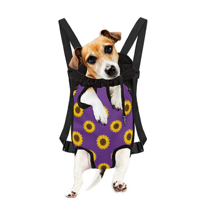 Purple Sunflower Pattern Print Pet Carrier Backpack