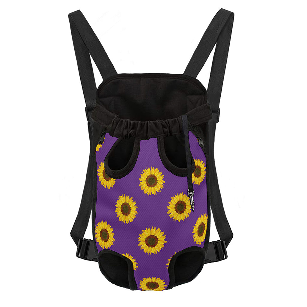 Purple Sunflower Pattern Print Pet Carrier Backpack