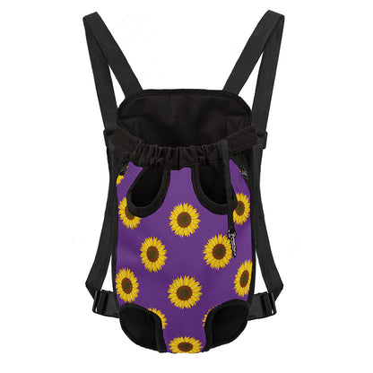 Purple Sunflower Pattern Print Pet Carrier Backpack