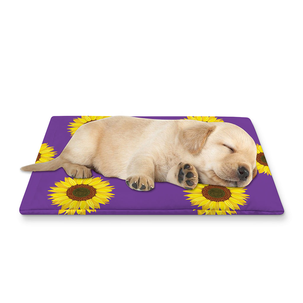 Purple Sunflower Pattern Print Pet Cooling Mat Cover