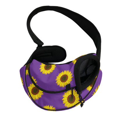 Purple Sunflower Pattern Print Pet Sling Carrier