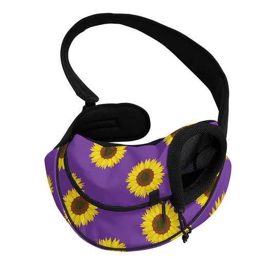 Purple Sunflower Pattern Print Pet Sling Carrier