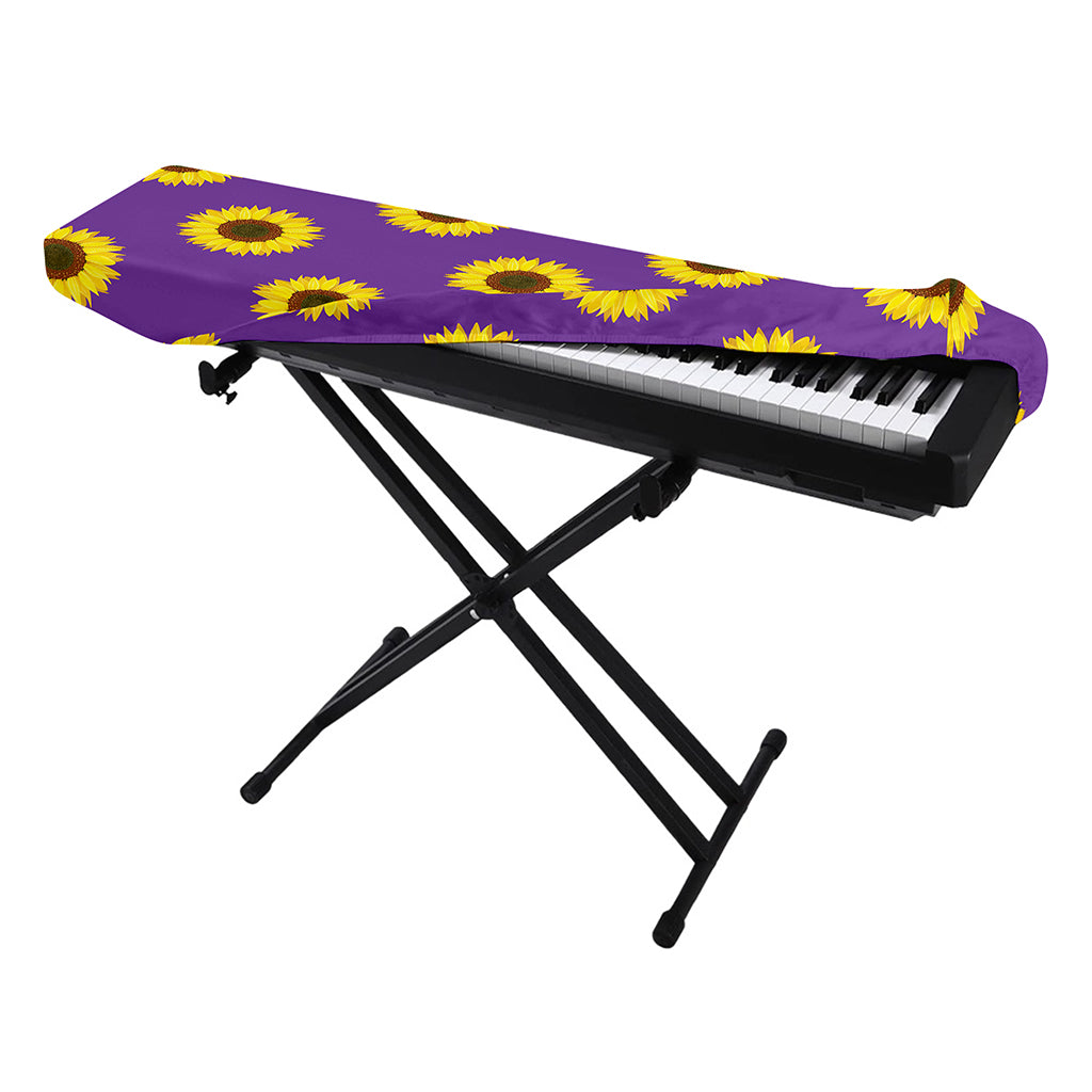 Purple Sunflower Pattern Print Piano Keyboard Cover