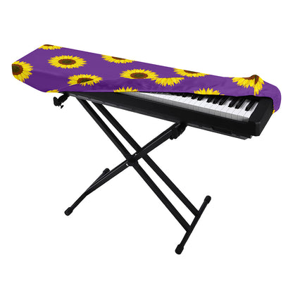 Purple Sunflower Pattern Print Piano Keyboard Cover