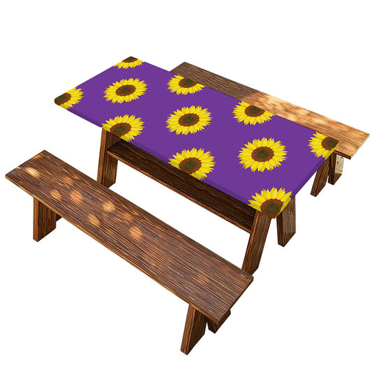 Purple Sunflower Pattern Print Picnic Table Cover
