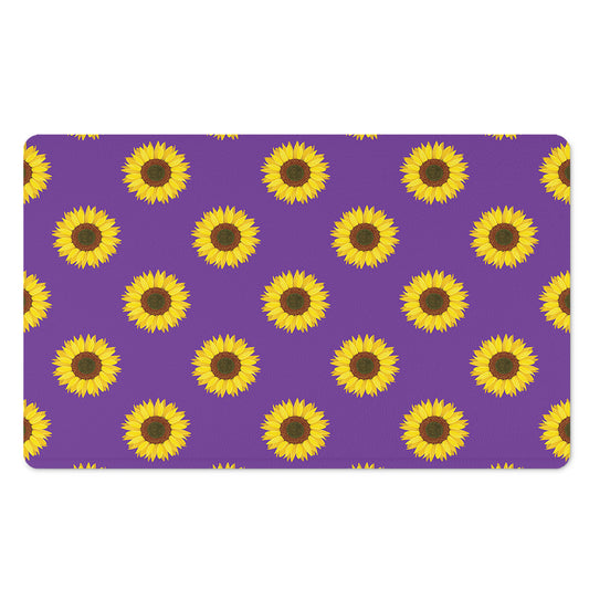 Purple Sunflower Pattern Print Polyester Doormat