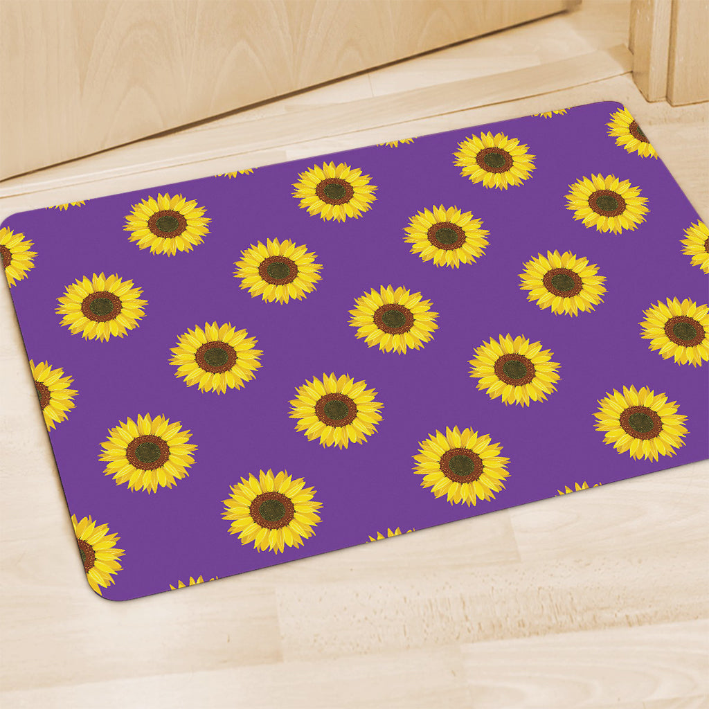 Purple Sunflower Pattern Print Polyester Doormat