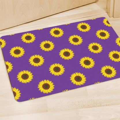 Purple Sunflower Pattern Print Polyester Doormat