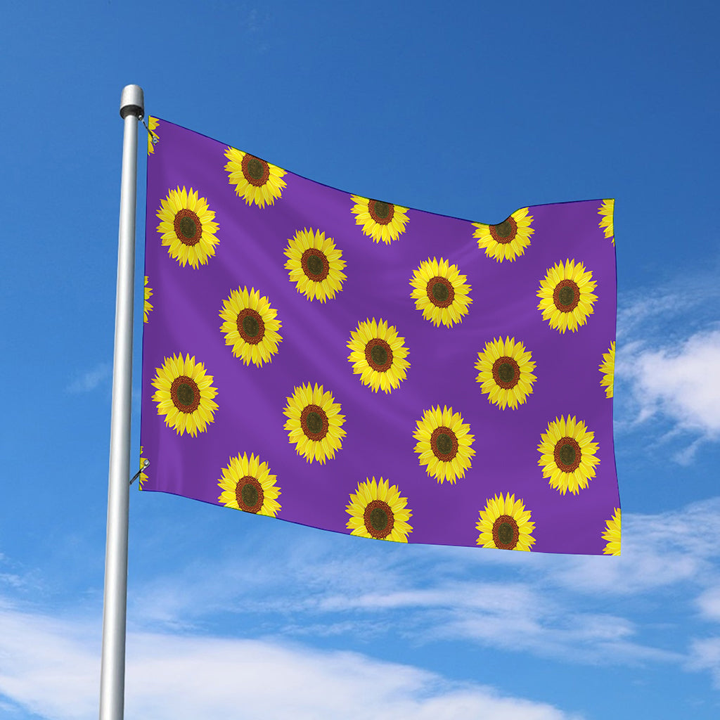 Purple Sunflower Pattern Print Polyester Flag