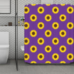Purple Sunflower Pattern Print Polyester Shower Curtain