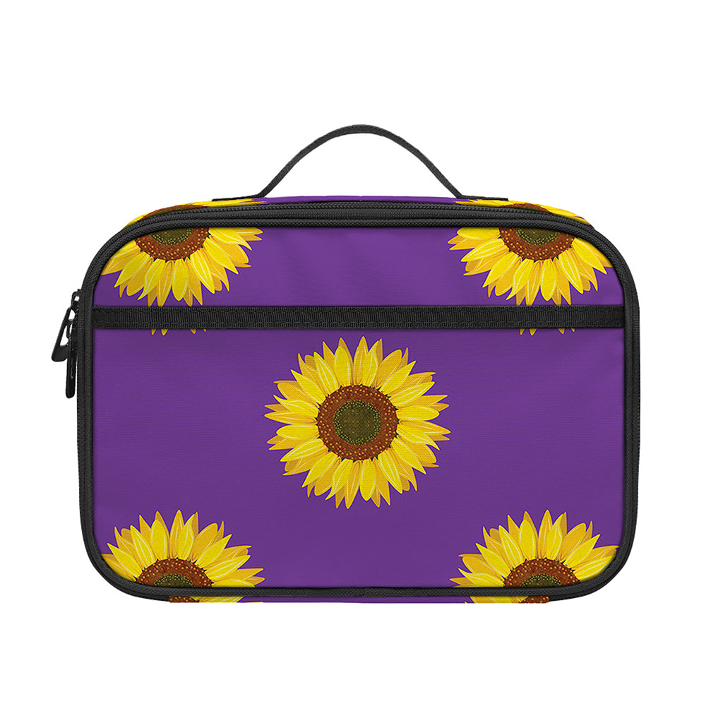 Purple Sunflower Pattern Print Portable Lunch Bag