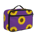 Purple Sunflower Pattern Print Portable Lunch Bag