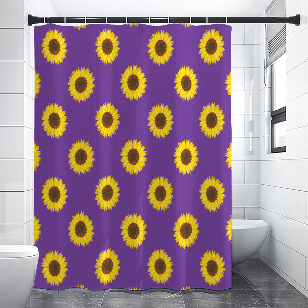 Purple Sunflower Pattern Print Premium Shower Curtain