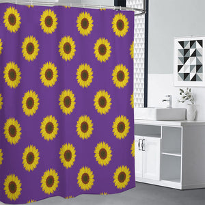 Purple Sunflower Pattern Print Premium Shower Curtain