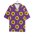 Purple Sunflower Pattern Print Rayon Hawaiian Shirt