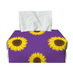 Purple Sunflower Pattern Print Rectangle Tissue Box Cover