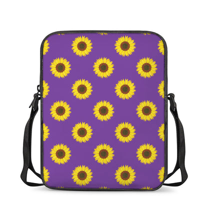 Purple Sunflower Pattern Print Rectangular Crossbody Bag