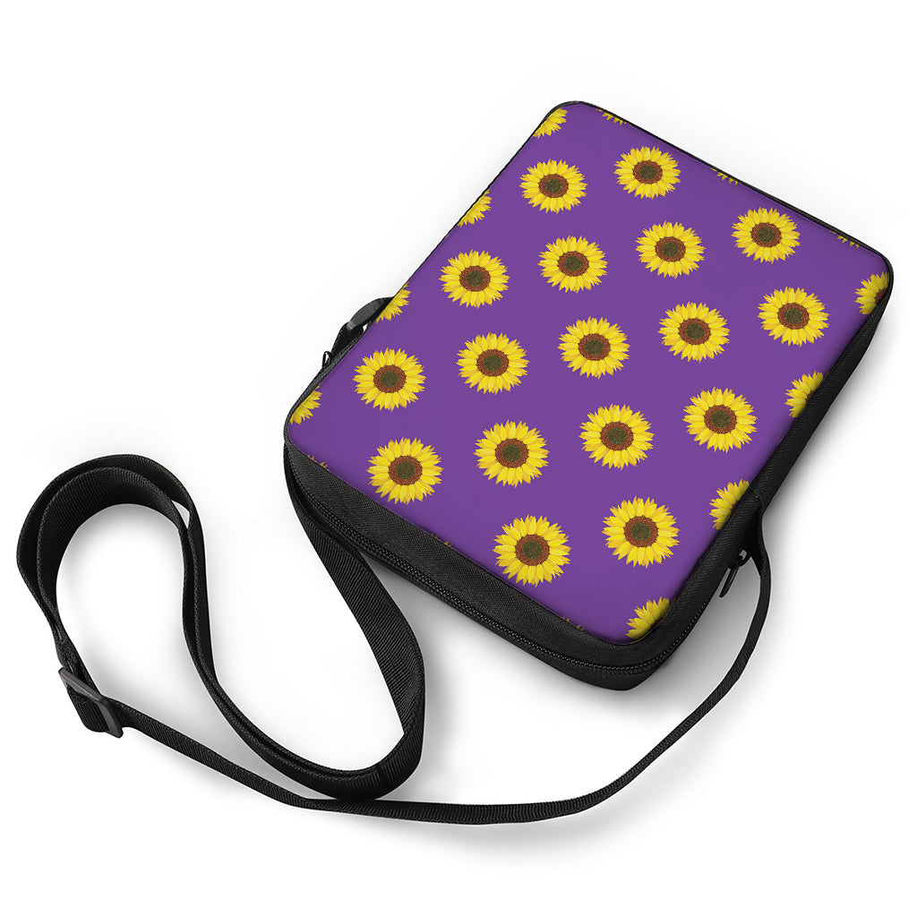 Purple Sunflower Pattern Print Rectangular Crossbody Bag
