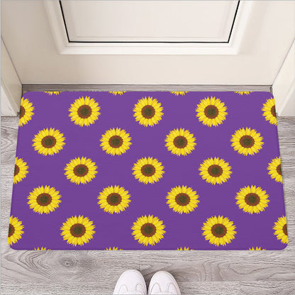 Purple Sunflower Pattern Print Rubber Doormat