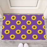 Purple Sunflower Pattern Print Rubber Doormat
