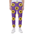 Purple Sunflower Pattern Print Joggers