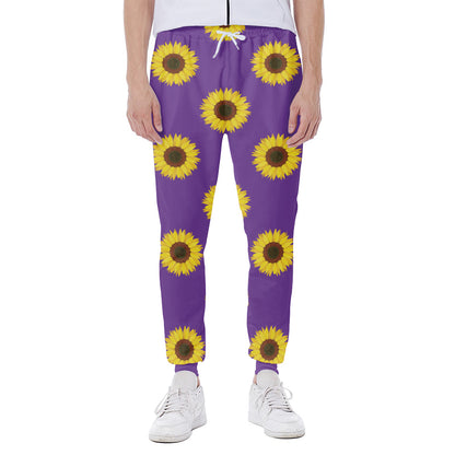 Purple Sunflower Pattern Print Scuba Joggers