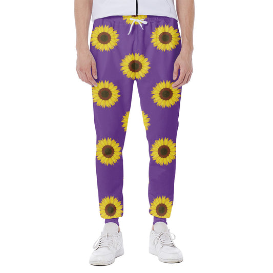 Purple Sunflower Pattern Print Scuba Joggers