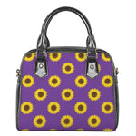 Purple Sunflower Pattern Print Shoulder Handbag