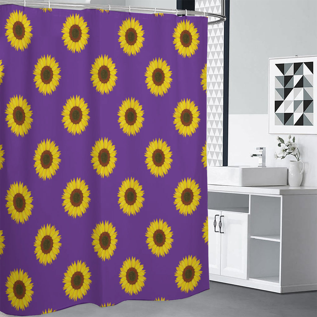 Purple Sunflower Pattern Print Shower Curtain