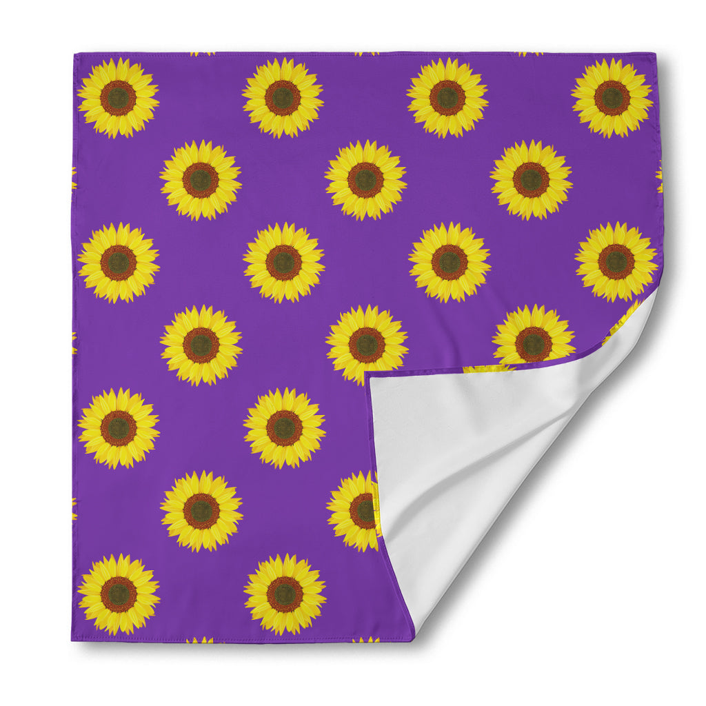 Purple Sunflower Pattern Print Silk Bandana