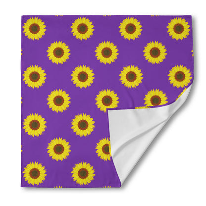 Purple Sunflower Pattern Print Silk Bandana