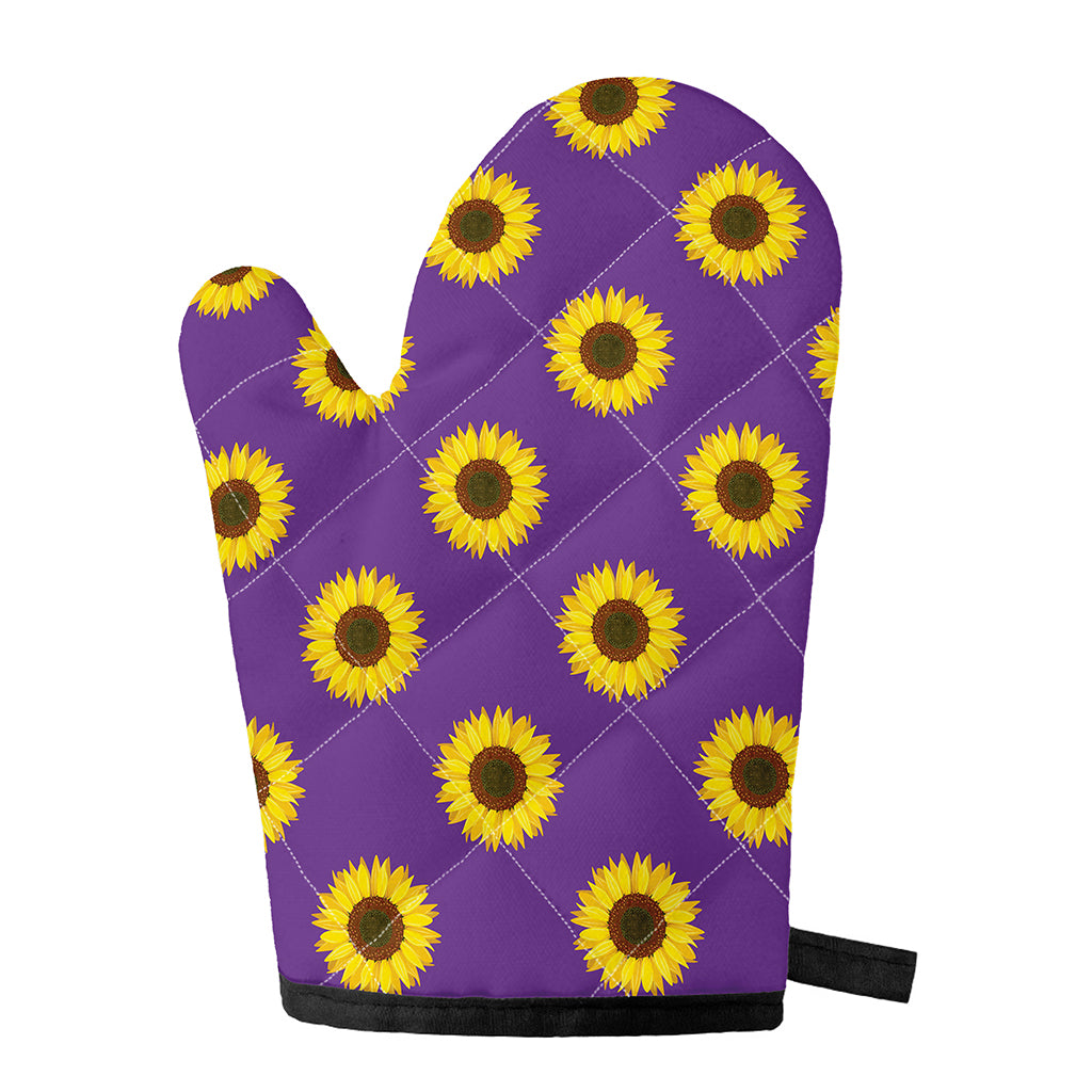 Purple Sunflower Pattern Print Single Oven Mitt