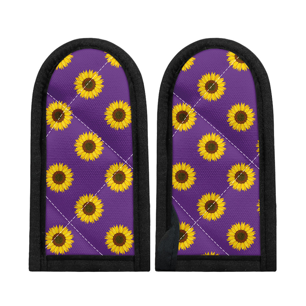 Purple Sunflower Pattern Print Skillet Handle Cover