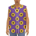 Purple Sunflower Pattern Print Sleeveless Baseball Jersey